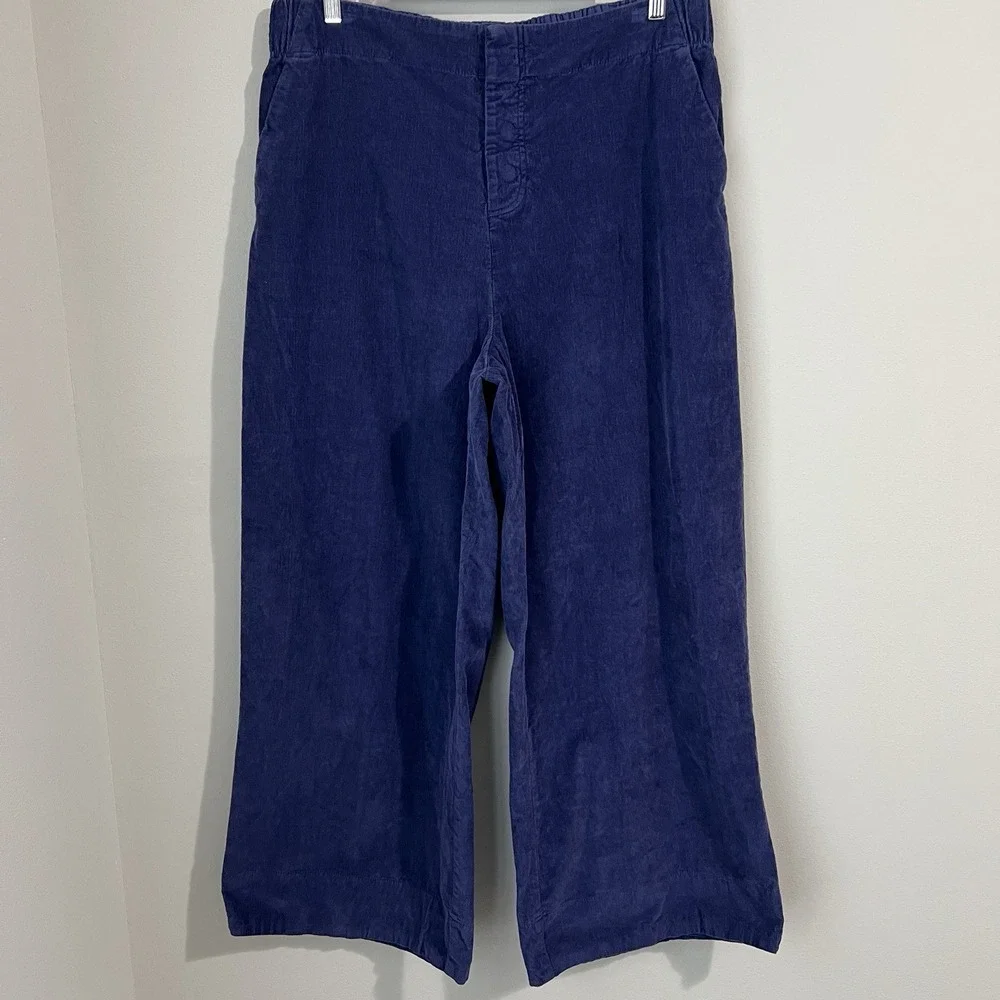 Pact Women's XL Modern Corduroy Wide Leg Pants Ink Blue Organic Cotton High Rise